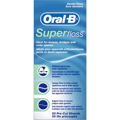 Oral-B Super Floss ortodontická rozpínající se předstřižených úseků 50 ks – Zboží Dáma