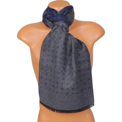 Мъжки кашмирен шал с две лица в тъмносиньо и сиво