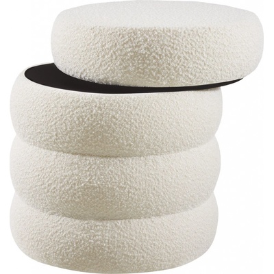 Tectake 405227 taburet altu, polstrovaný, úložný prostor - krémově bílé bouclé – Zbozi.Blesk.cz