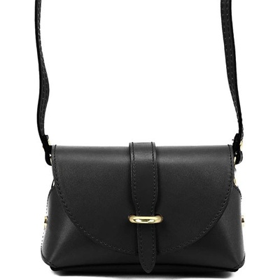 Malá kožená crossbody kabelka s ramienkom čierna