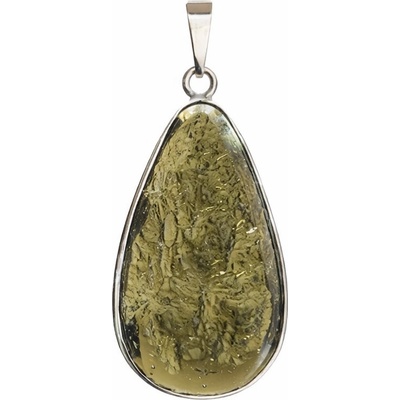 Vltavín Moldavite Stříbrný přívěsek s vltavínem P31 0004