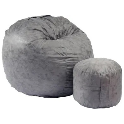 PUFRELAX Комплект, Барбарон с табуретка за крака, 500л. Matusalem - Smoke Grey, Перящ се калъф, Подходящ за деца, Пълнеж с микс от мемори пяна и дунапрен, Гама Premium (PUF-M-MO-PT-MNGRE)