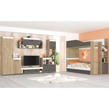 Голд - Аполо Модулна детска стая КРИС - вариант 4 сонома харбър / графит / бяло