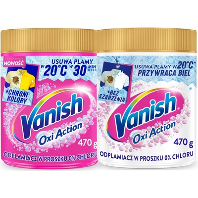 Vanish Sada Oxi Action Odstraňovač skvrn v prášku pro barevné a bílé prádlo 2 x 470 g