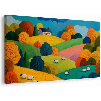 Obraz podzimní krajina s ovcemi - 60x40