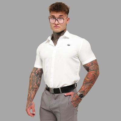 Iron Aesthetics strečová košeľa short slim stretch natural