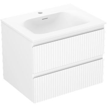 Mexen Rivel шкаф за баня 60 см с мивка Vela, 2 чекмеджета, рифлена, бяла мат - 91A20-06047-2-BFF01-W23M01 (91A20-06047-2-BFF01-W23M01)
