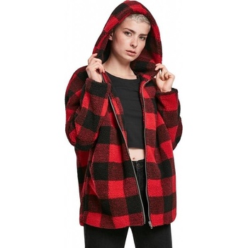 Urban Classics Ladies Hooded Oversized Check Sherpa Jacket