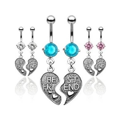 Šperky4U Double piercing do pupíku srdíčko WP01054-P