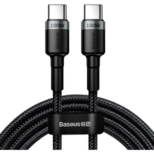 Baseus Кабел за данни Type-C Type-C, 100W, 2m - Baseus Cafule (CATKLF-ALG1) - сив / черен