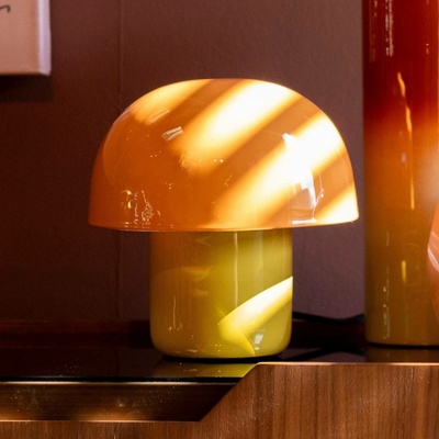 Kare stolová lampa Mushroom, oranžová, kov, 20 cm, E14 - 56511