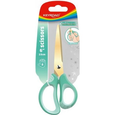 Nožnice kovovo-titánové KEYROAD, ergonomické, 15,5 cm, mix farieb