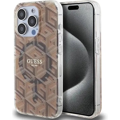 GUESS Кейс Guess IML GCube MagSafe за iPhone 15 Pro, кафяв (GUE003509-0)