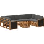 vidaXL Комплект дивани за открито 10 бр. Натурален и Антрацит (3384853)
