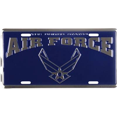 Cedule plechová Licence US Air Force - modrá-stříbrná