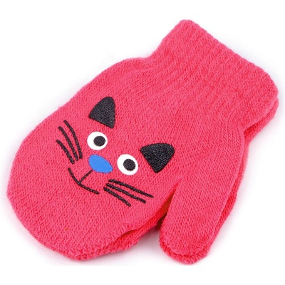 Prima-obchod Dětské pletené rukavice palčáky pink kočka