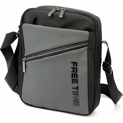 Pierre Cardin Trendy pánská textilní crossbody taška Leroy šedá