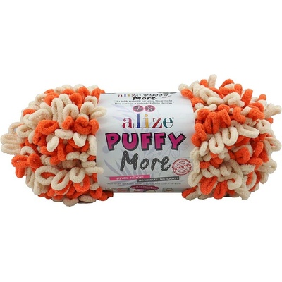Alize příze Puffy More 6506 béžová s oranžovou