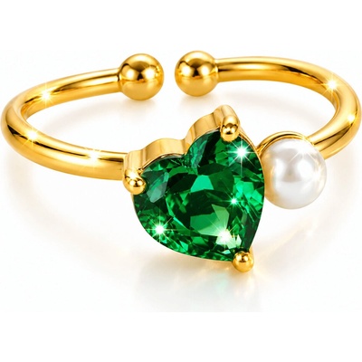Glanzio prsteň Emerald Love nastaviteľný 87013