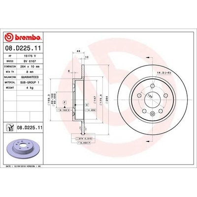 BREMBO Brzdový kotúč 08D22511