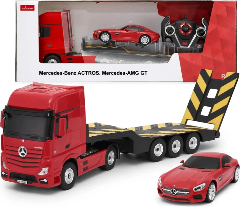 Rastar Kamion 2v1 Mercedes-Benz Actros + AMG GT3 červená RTR 1:24