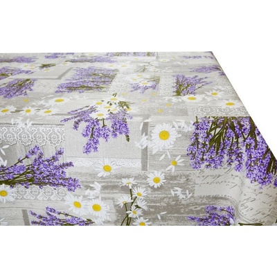 Mondo bavlna obrus Levanduľa s margarétkami Mondo Fialová 120x140 cm