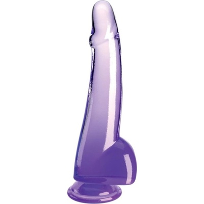 Pipedream King Cock Clear 10" Cock with Balls purple dildo