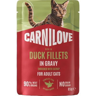 CARNILOVE pre dospelé mačky kačica s kocúrnikom v šťave 85 g