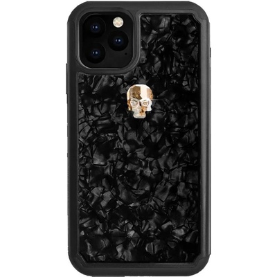 Bling My Thing Treasure Gold Skull Nacre Swarovski - хибриден удароустойчив кейс с кристали Cваровски за iPhone 11 Pro (черен)