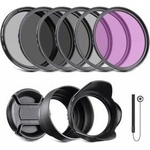 NEEWER 58mm ND Filter Kit and Lens Accessories, ND2 ND4 ND8 UV FLD CPL (Circular Polarizing) Filter Set with Lens Cap/Tulip Lens Hood - 10088184