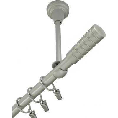 OK-GarnýžeCZ Garnýž kovová jednořadá 16mm Torino stříbrná mat 310 cm do stropu / kroužky s žabkou