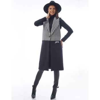 Radek's collection Дамски дълъг елек в черно и пипит 12003-Т24-3