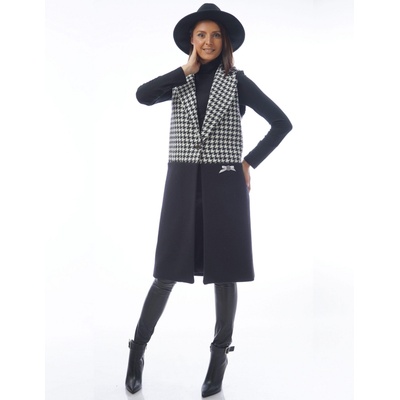 Radek's collection Дамски дълъг елек в черно и пипит 12003-Т24-3
