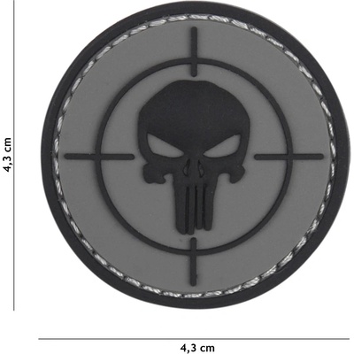 Gumová nášivka 101 Inc Punisher Sight - sivá