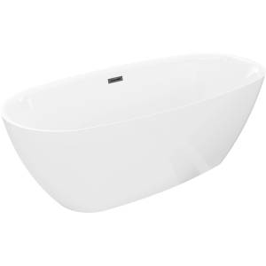 Mexen Luvo Slim свободностояща вана 170 x 75 см, бяла, черен преливник - 52801707500-70 (52801707500-70)