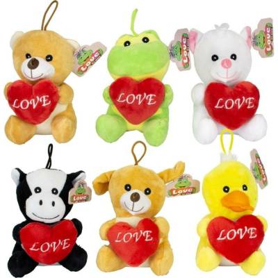 Teddies Zvířátko plyšové se srdcem 8x14cm 6 druhů