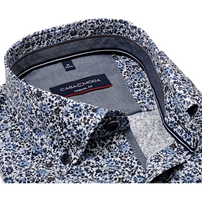 Casa Moda Casual Fit luxusní košile s modro-hnědým květinkovým vzorem