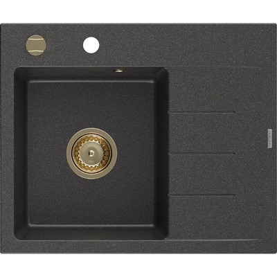 Mexen Ben гранитна мивка с 1 отделение и отцедник, лява, 600 x 500 мм, черно с (6522605000-76-G)