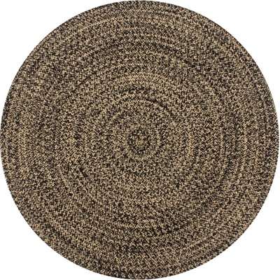 vidaXL Ръчно тъкан килим от юта, черен и естествен цвят, 90 см (133725)