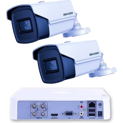 HIKVISION Комплект Видеонаблюдение 2 Bullet Камери 8MP 60m IR H. 265+ 4K DVR (ZK22460E)