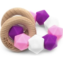 Mimijo silikónové hryzátko donut na drevenom krúžku Francesca