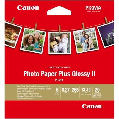 Canon Photo Paper Plus Glossy II 2311B060, 265 г/м2, 5x5", 13x13см, 20 бр. , лъскав, бял, фотографска хартия (2311B060)