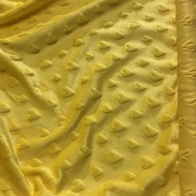 Látka minky srdička, 320 g/m², šíře 160 cm, metráž, žlutá