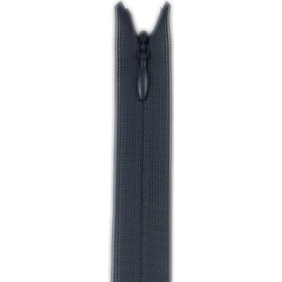 YKK zip skrytý neděl. 2mm, šedá tmavá - 60 cm