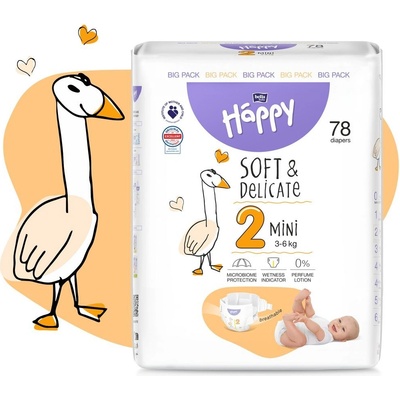Bella Baby Happy Soft&Delicate 2 Mini 3–6 kg 38 ks