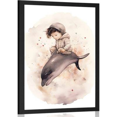 Plakát zasněný chlapeček s delfínem - 20x30 no frame