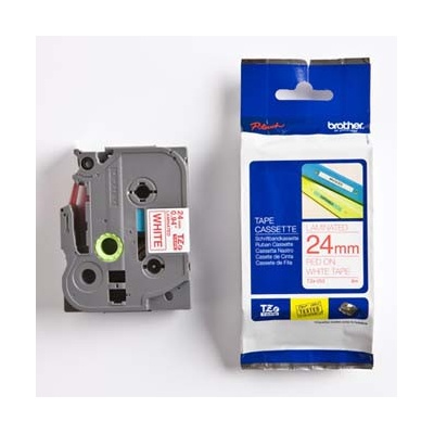 páska BROTHER TZ252 červené písmo, biela páska Tape (24mm) (TZE252)