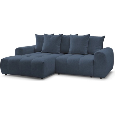 Bobochic Син шенилов разтегателен ъглов диван с място за съхранение (ляв ъгъл) Roxelane - Bobochic Paris (108423)