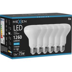 Mexen Nova 6x LED крушка E27, R80, 12W, Студена - 6500K, 1260 lm - L105-E27-1265-01x06 (L105-E27-1265-01x06)