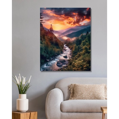 ZUTY Obrazy na stenu - Horská rieka za súmraku Rámovanie: bez rámu a bez vypnutia plátna, Rozmer: 40x50 cm